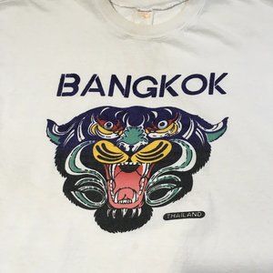 Vintage Bangkok Tiger T-Shirt White Single Stitch 80s 90s Shirt Graphic